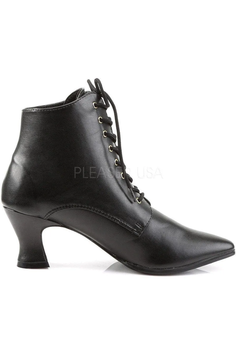 VICTORIAN-35 Ankle Boot | Black Faux Leather