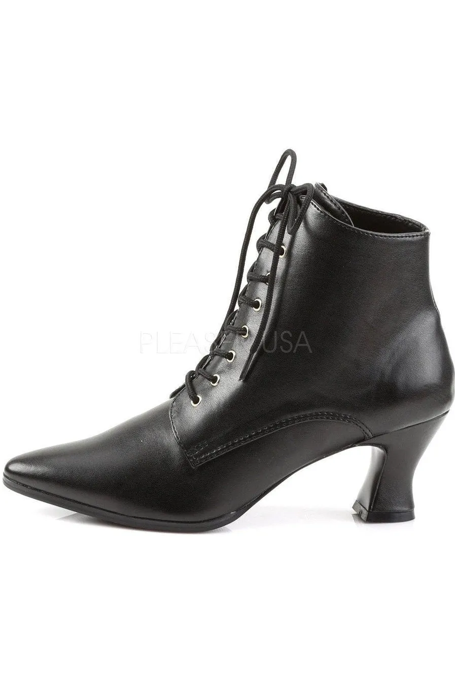 VICTORIAN-35 Ankle Boot | Black Faux Leather