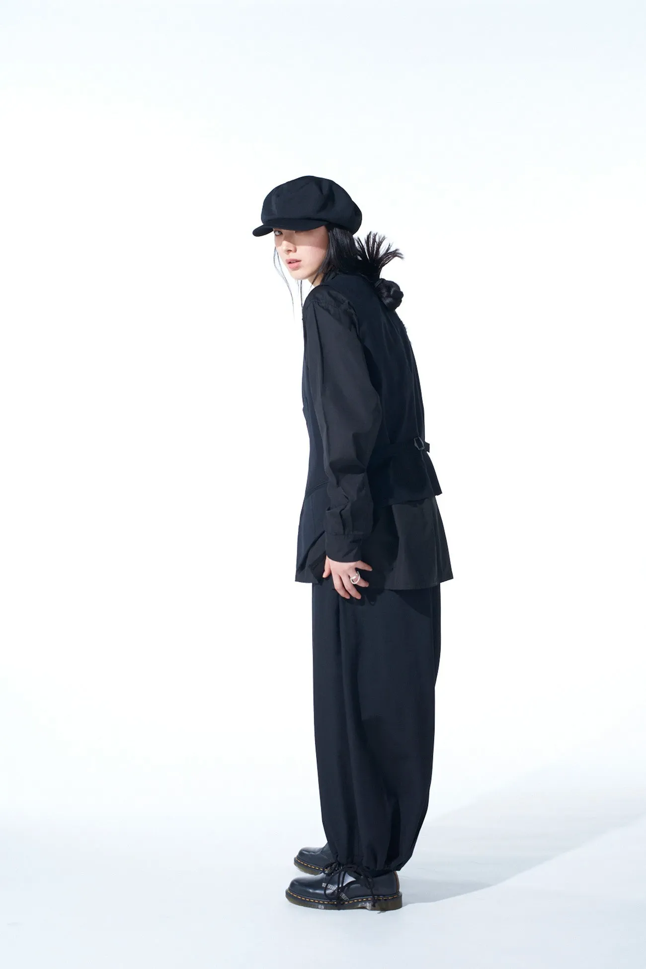 WASHER WOOL GABARDINE HAKAMA BALLOON PANTS