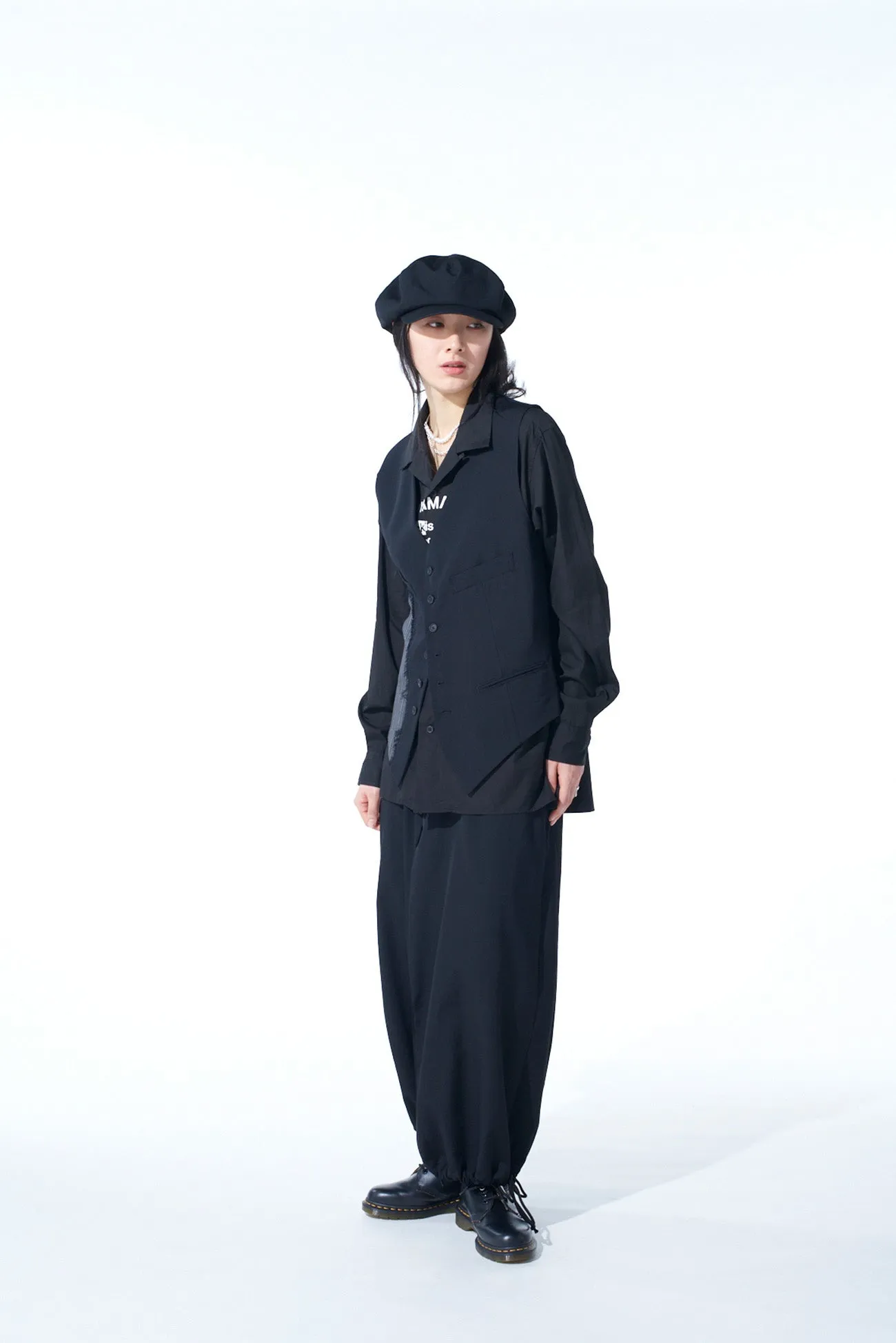 WASHER WOOL GABARDINE HAKAMA BALLOON PANTS