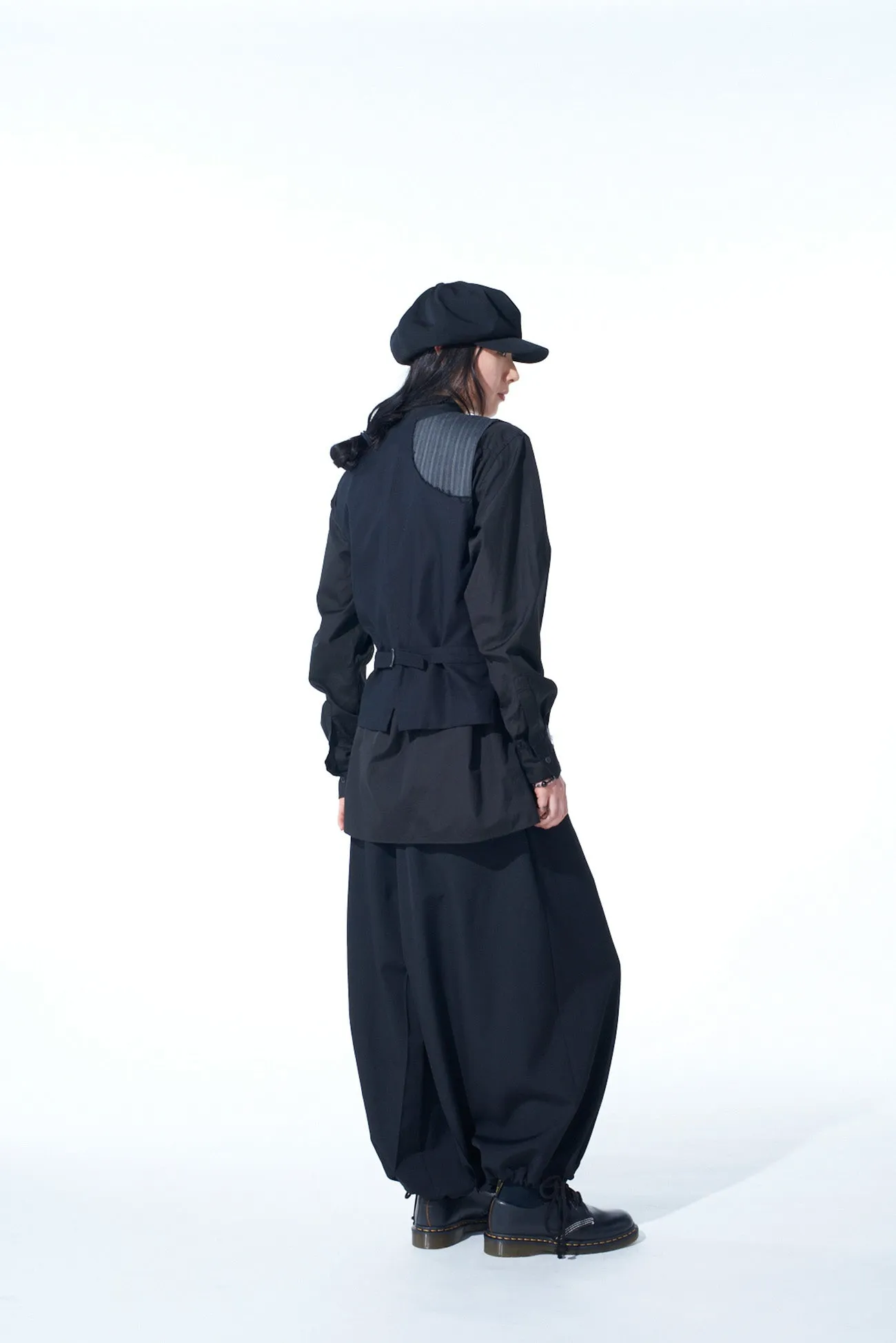 WASHER WOOL GABARDINE HAKAMA BALLOON PANTS