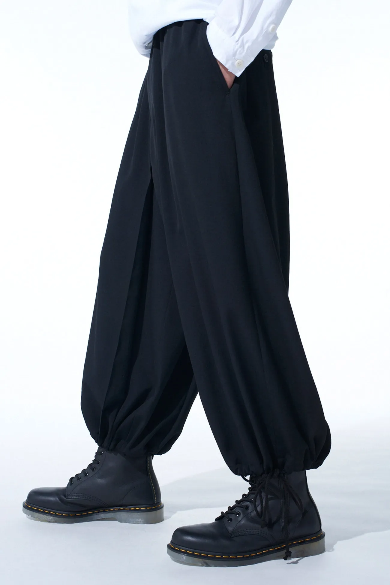 WASHER WOOL GABARDINE HAKAMA BALLOON PANTS