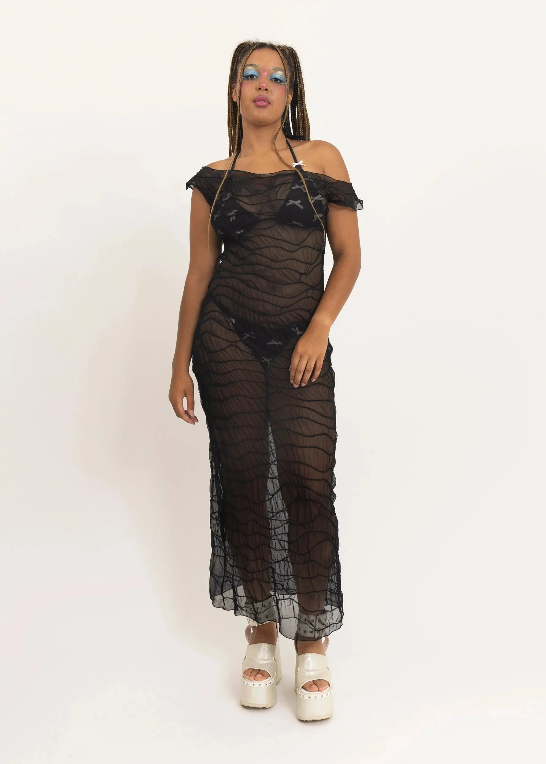Wavy mesh dress