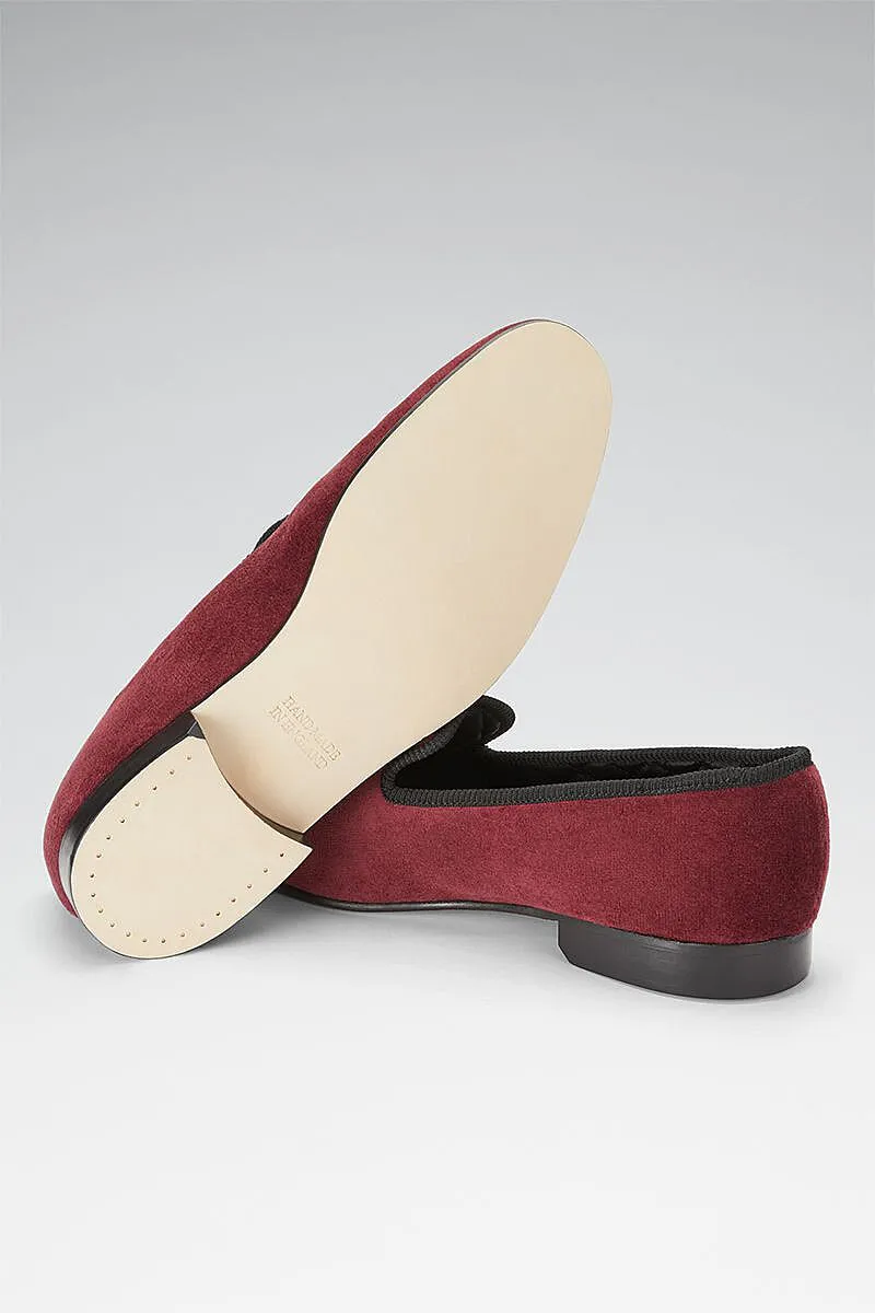 Wine Skull & Crossbones Velvet Slippers