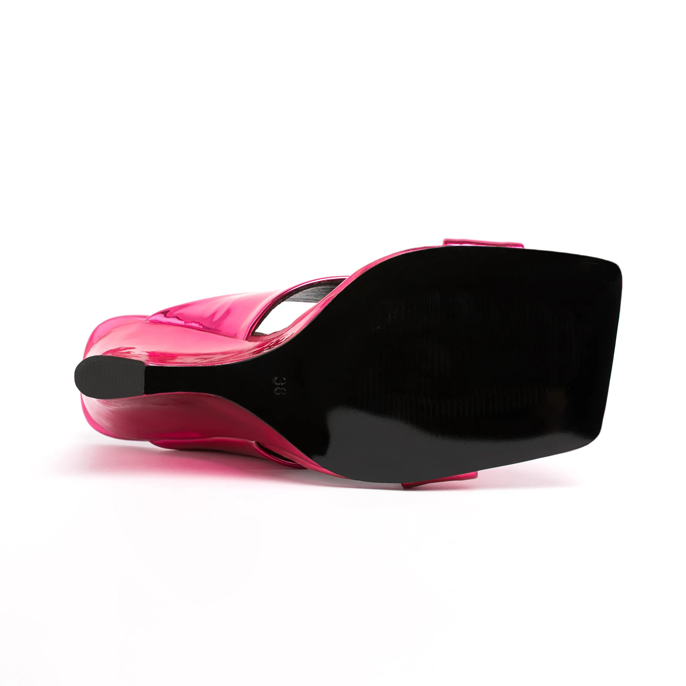 Women Shiny Leather Slippers Peep Toe Wedges Heels
