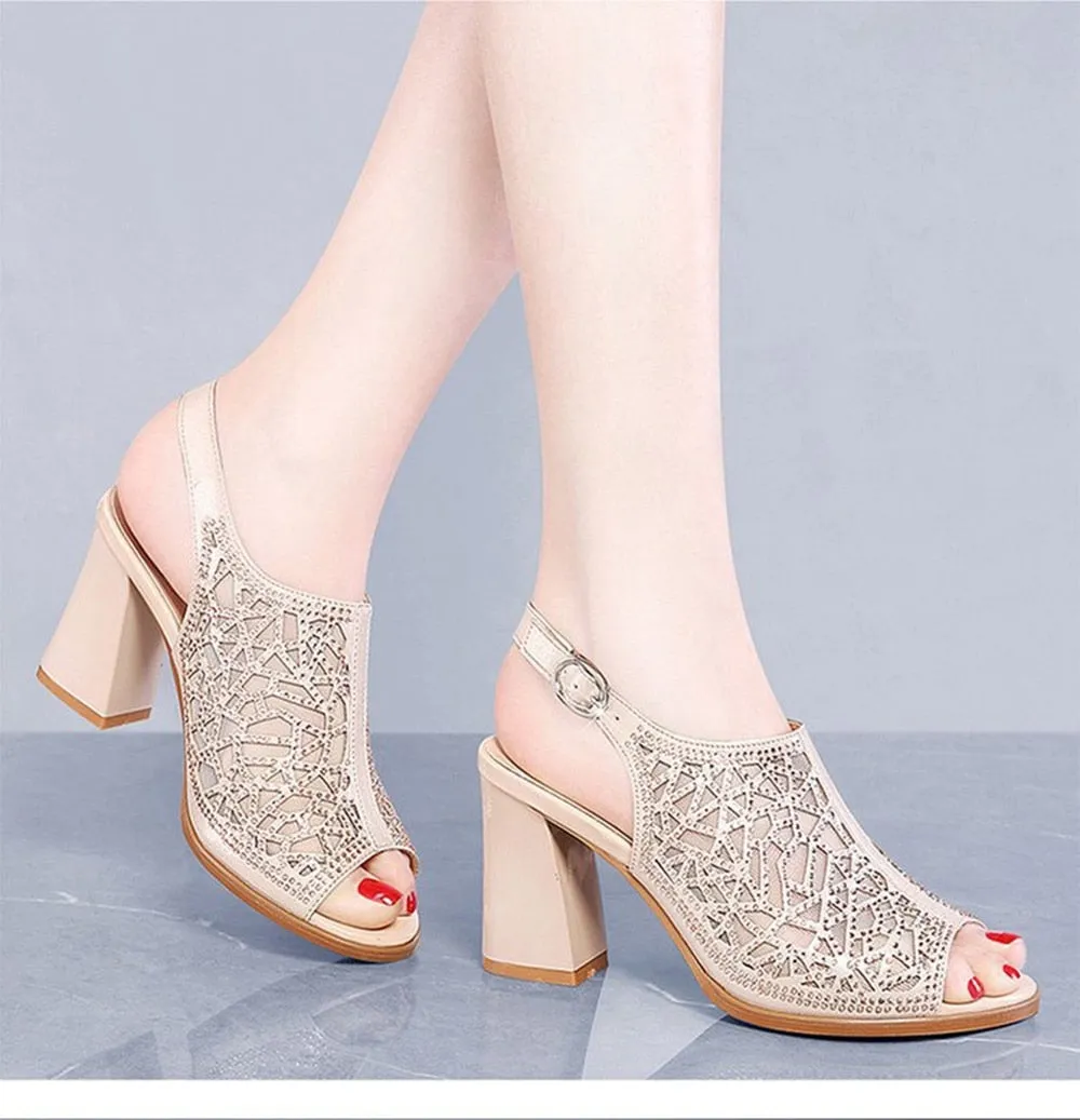Women Shoes Summer Comforty Platform Sandals Sexy  Mesh Ventilation Piscine Mouth Shoes Elegant Pure Color Hight Heel Sandals