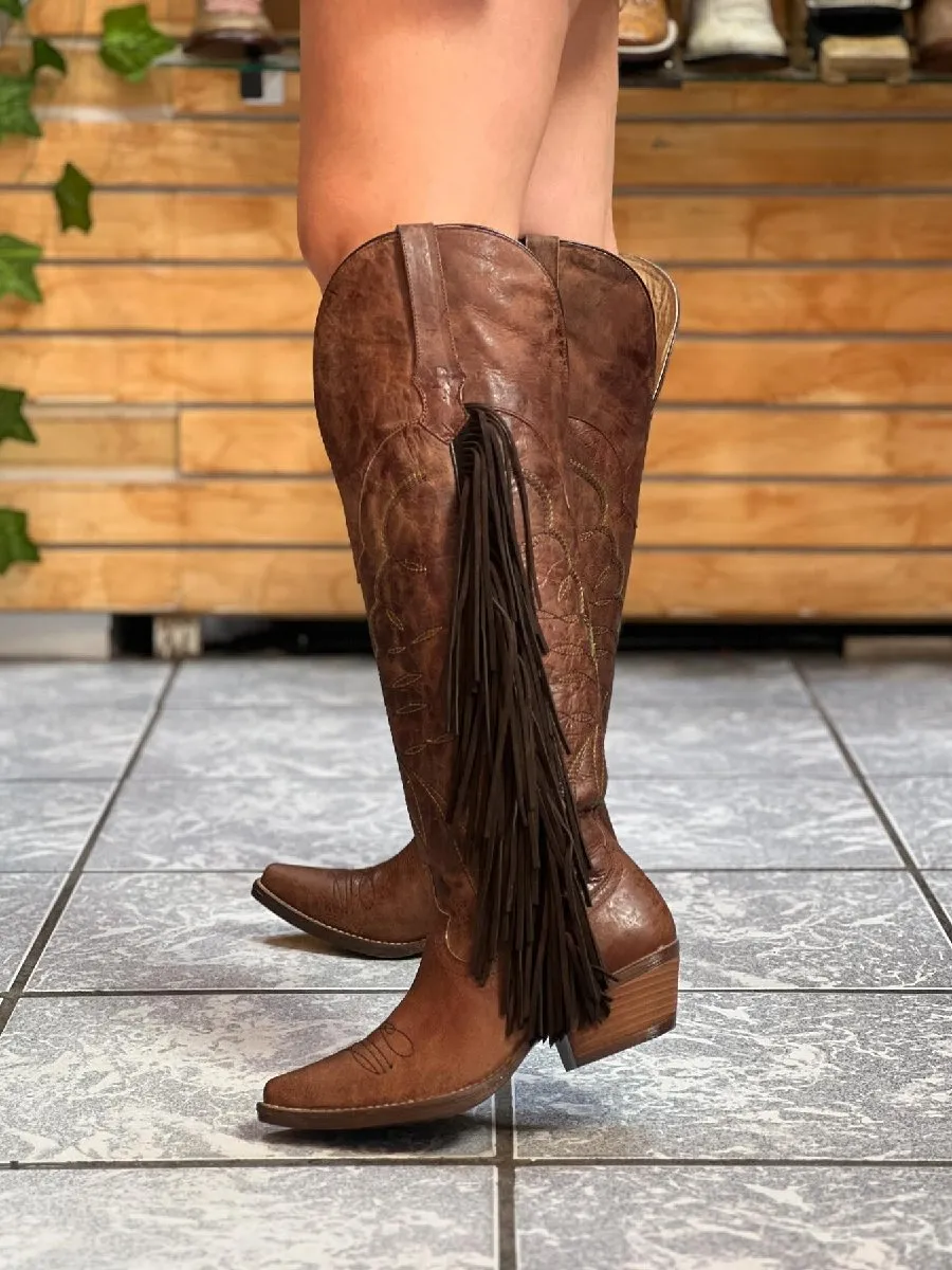 Women's Chunky Heel Large Size Long Tassel Boots