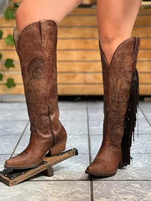 Women's Chunky Heel Large Size Long Tassel Boots