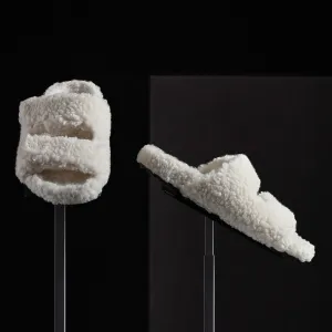 Women's Double Strap Shearling Slide - Ivory