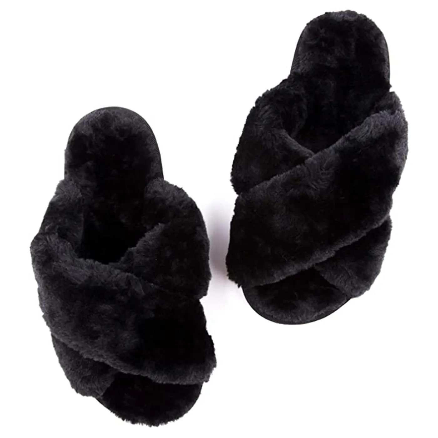 Women's Fuzzy Slippers（Black）