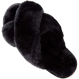 Women's Fuzzy Slippers（Black）