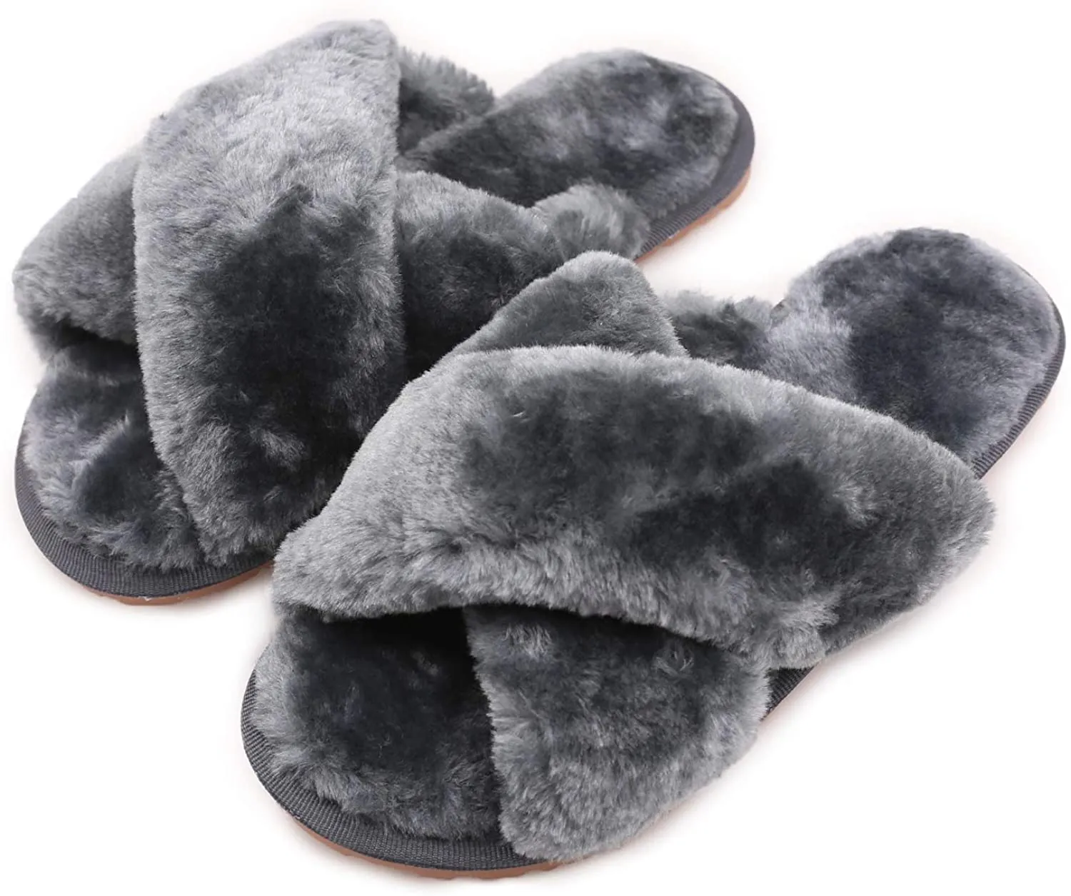 Women's Fuzzy Slippers（Grey）