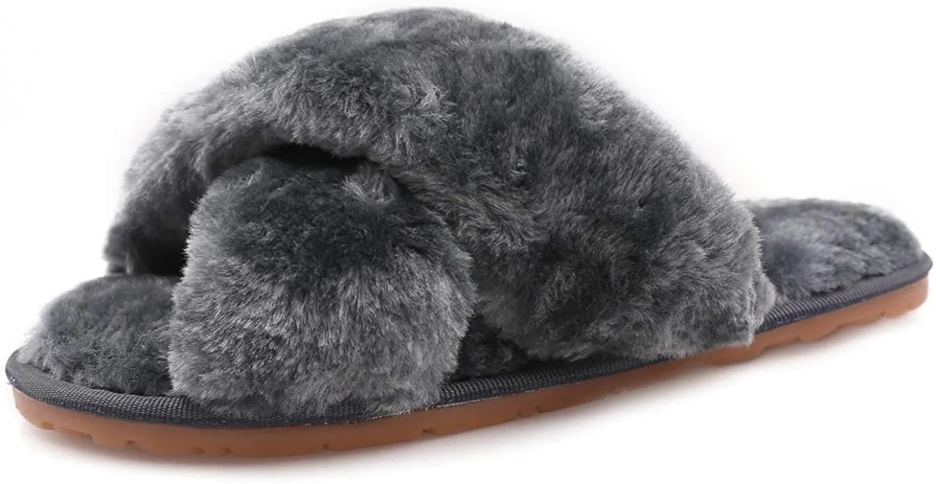 Women's Fuzzy Slippers（Grey）