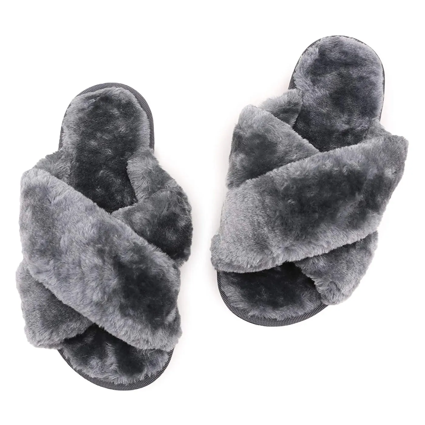 Women's Fuzzy Slippers（Grey）