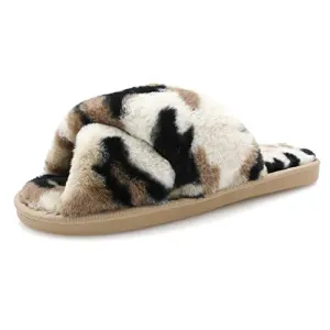 Women's Fuzzy Slippers（Khaki Camouflage）