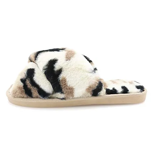 Women's Fuzzy Slippers（Khaki Camouflage）