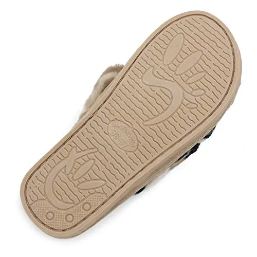 Women's Fuzzy Slippers（Khaki Camouflage）