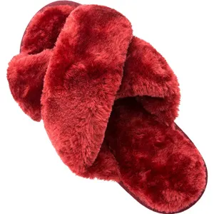 Women's Fuzzy Slippers（Wine Red）