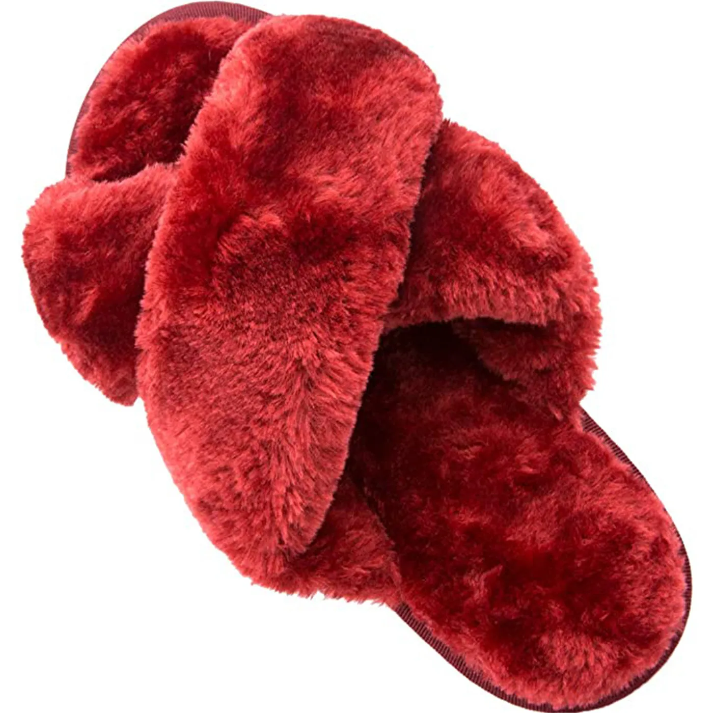 Women's Fuzzy Slippers（Wine Red）