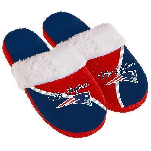 Women's New England Patriots Cursive Colorblock Slippers