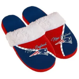 Women's New England Patriots Cursive Colorblock Slippers