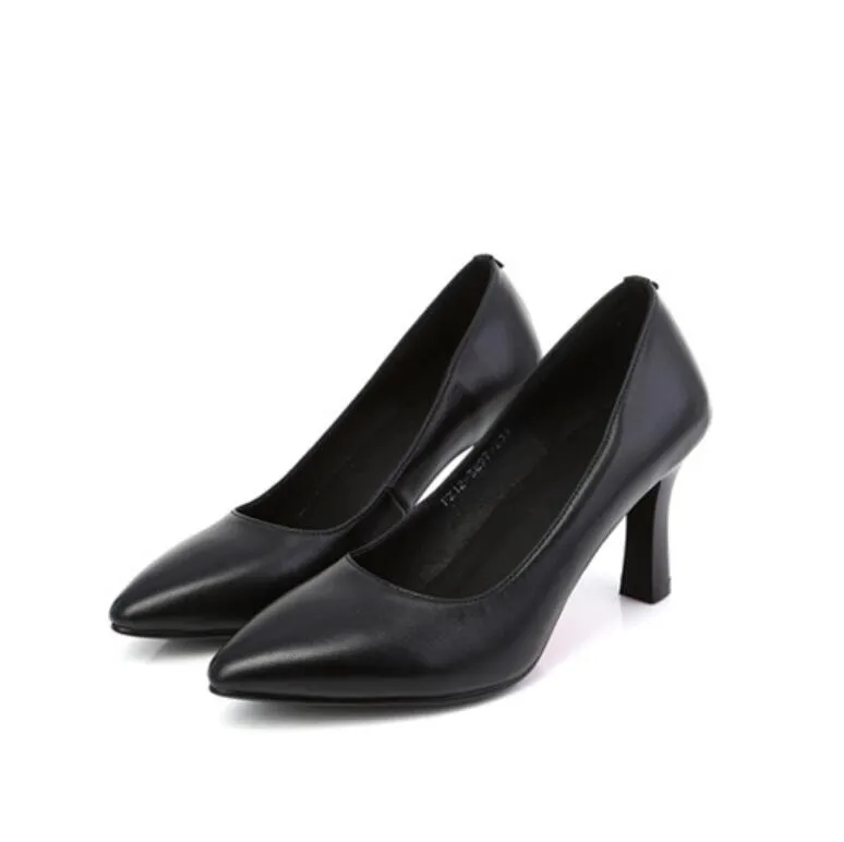 Women's Petite Size Black Heeled Work Shoes ES119