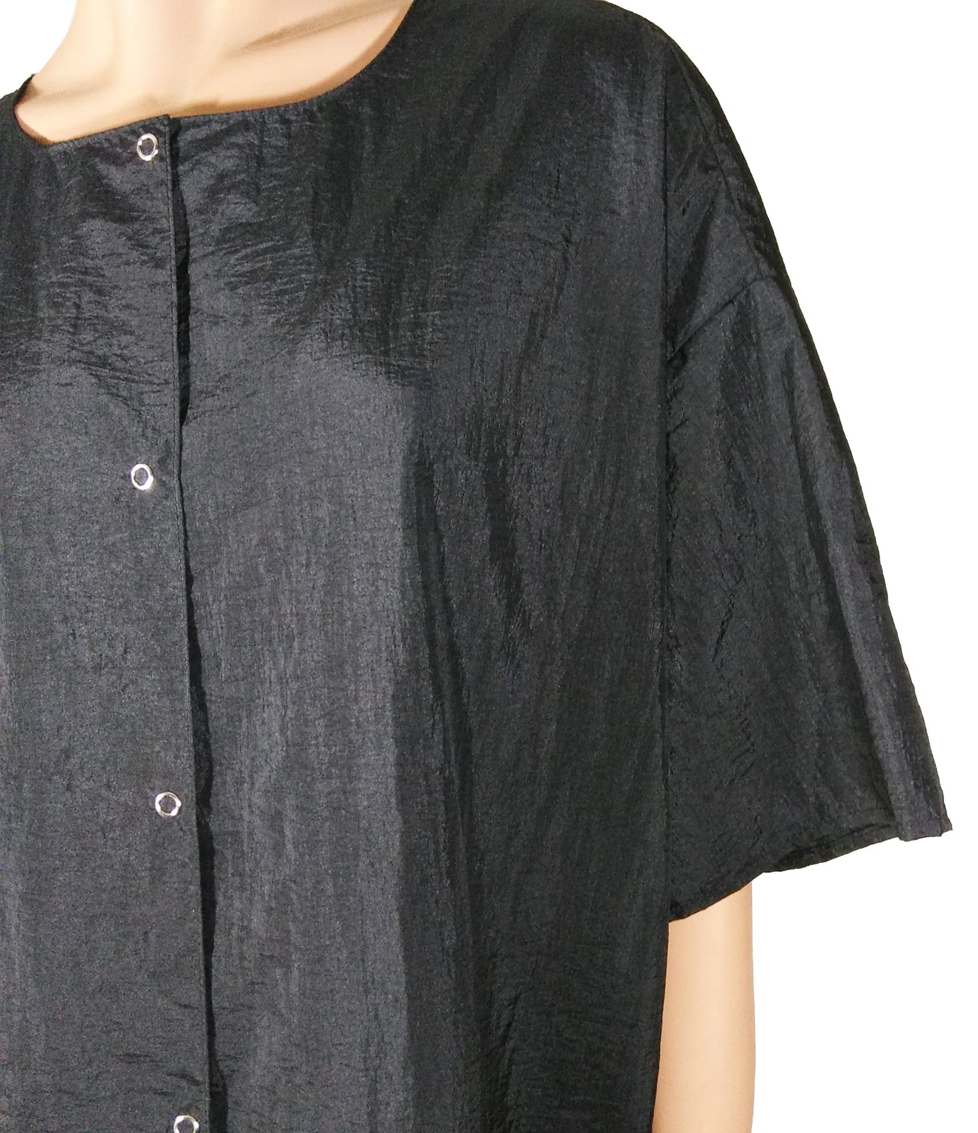 Work Smock Jacket Short Sleeve Lightweight Black Nylon Water Stain Resist Finish One Size