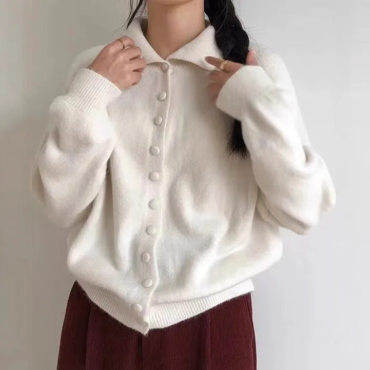 XIEYINSHE High-necked knitted cardigan women's New autumn and winter new retro Korean lazy style loose sweater jacket