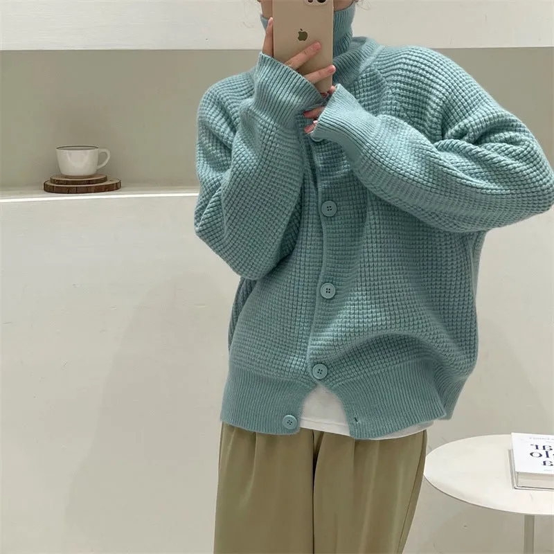 XIEYINSHE Retro knitted sweater women's  autumn and winter new Korean version long-sleeved top lazy wind loose solid color sweater jacket women