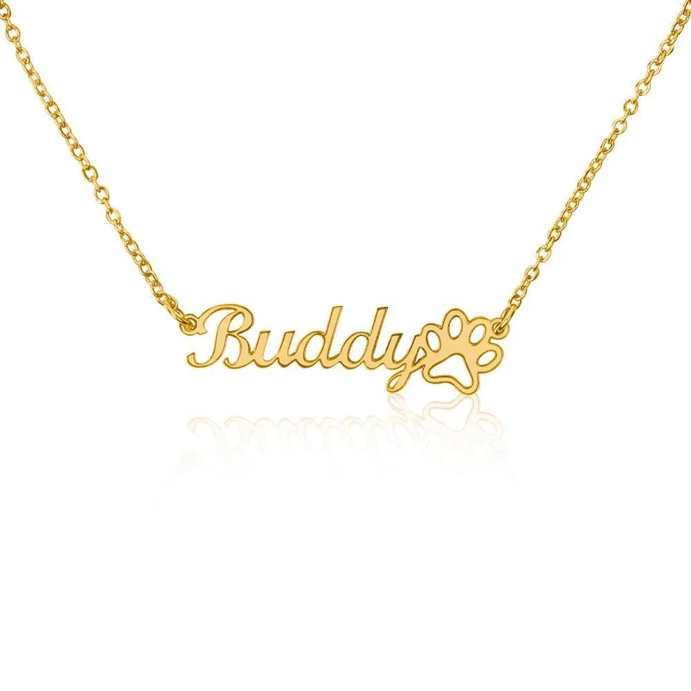 Your Name Necklace With Paw Print, For Her, Granddaughter Gift, Christmas, Valentine's Day, Your Custom Name