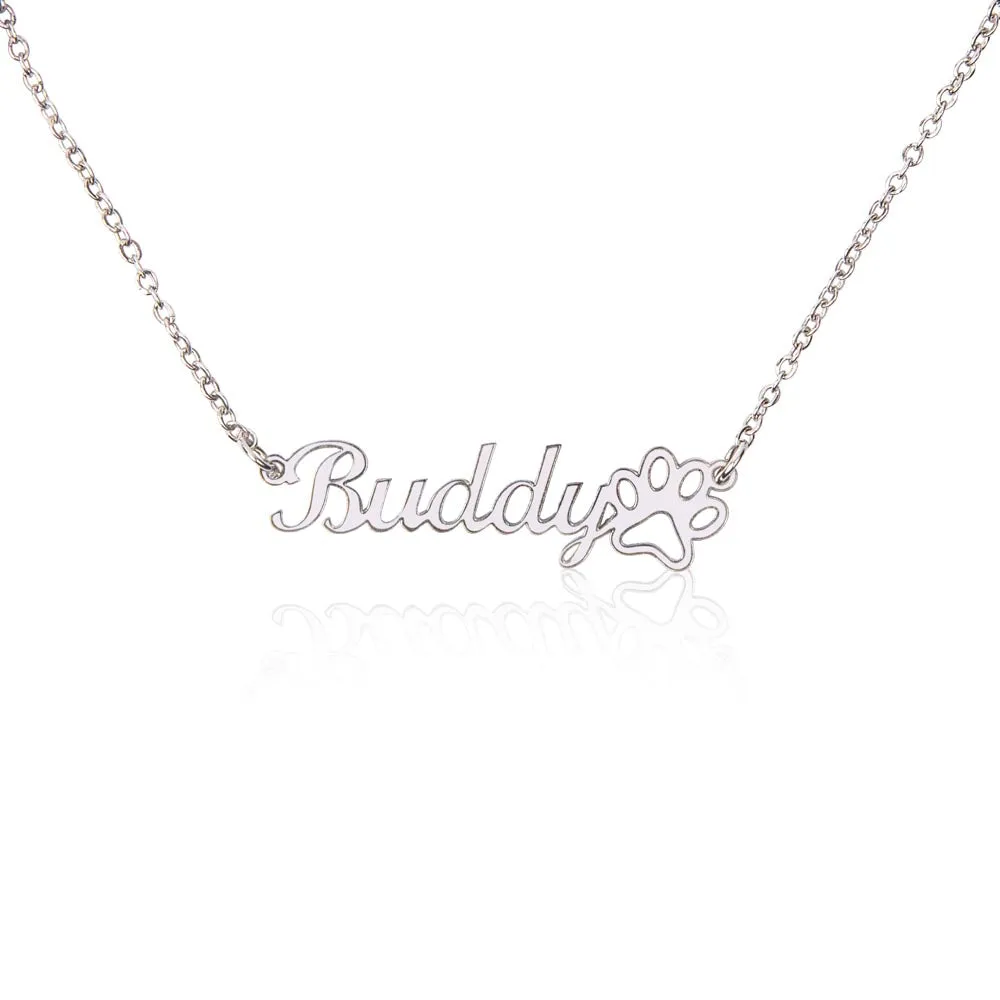 Your Name Necklace With Paw Print, For Her, Granddaughter Gift, Christmas, Valentine's Day, Your Custom Name