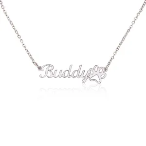 Your Name Necklace With Paw Print, For Her, Granddaughter Gift, Christmas, Valentine's Day, Your Custom Name