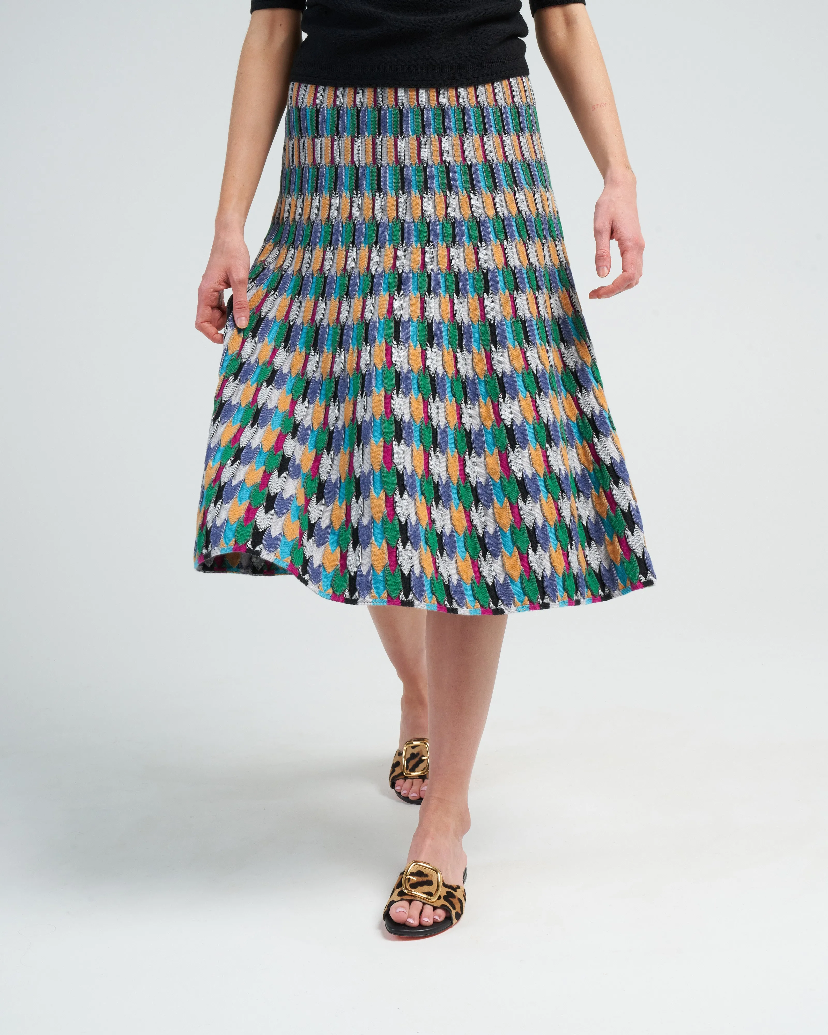 zellige stitch multicolor skirt - multi black