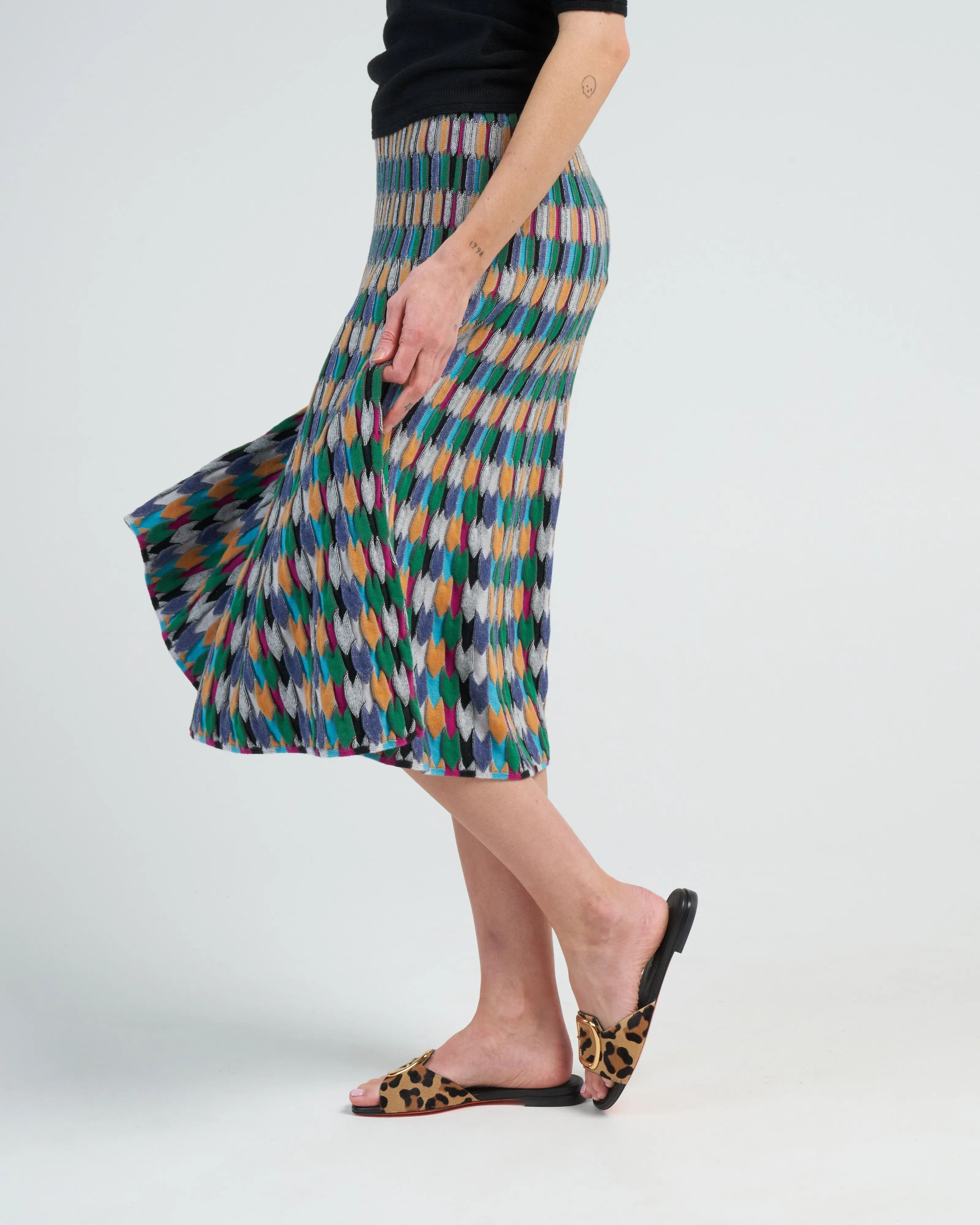 zellige stitch multicolor skirt - multi black